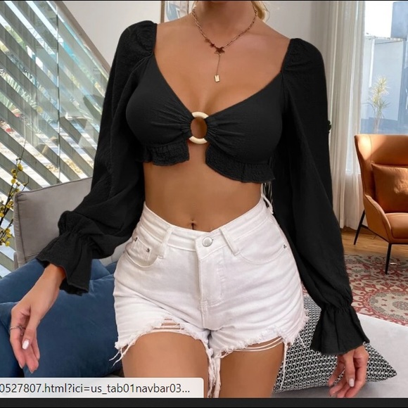 SHEIN Tops - Shein black long sleeve crop top